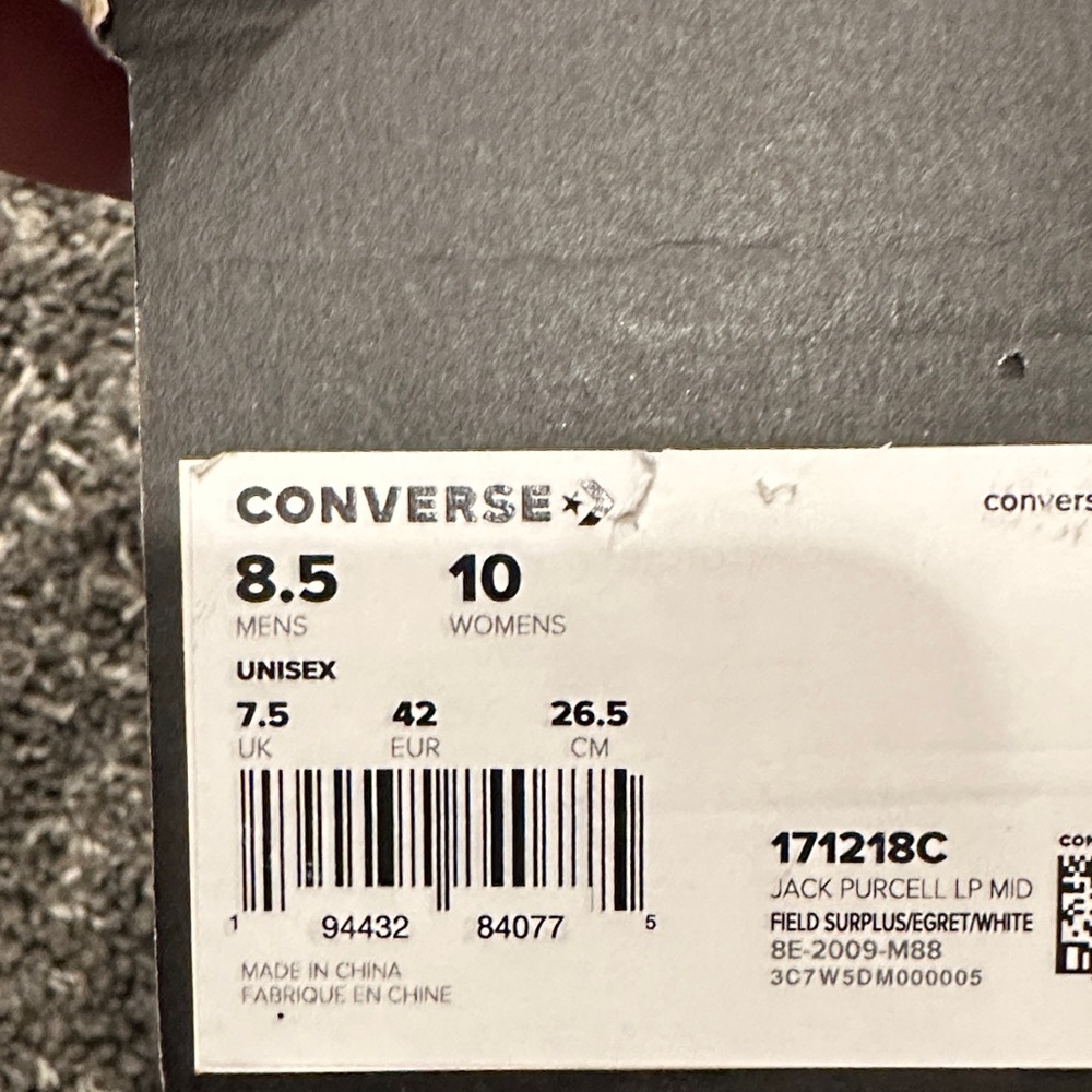 New Converse Jack Purcell Mid in Olive Green / Army Green Gum - Picture 14 of 14